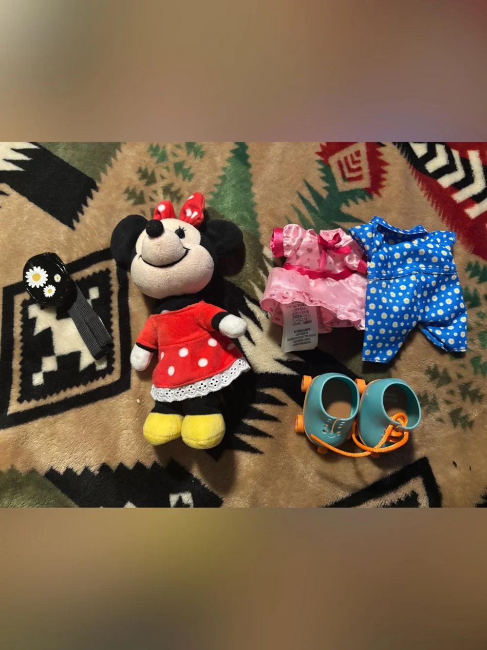 Disney Minnie Mouse Plush in Red Polka Dot Dress with Yellow Shoes